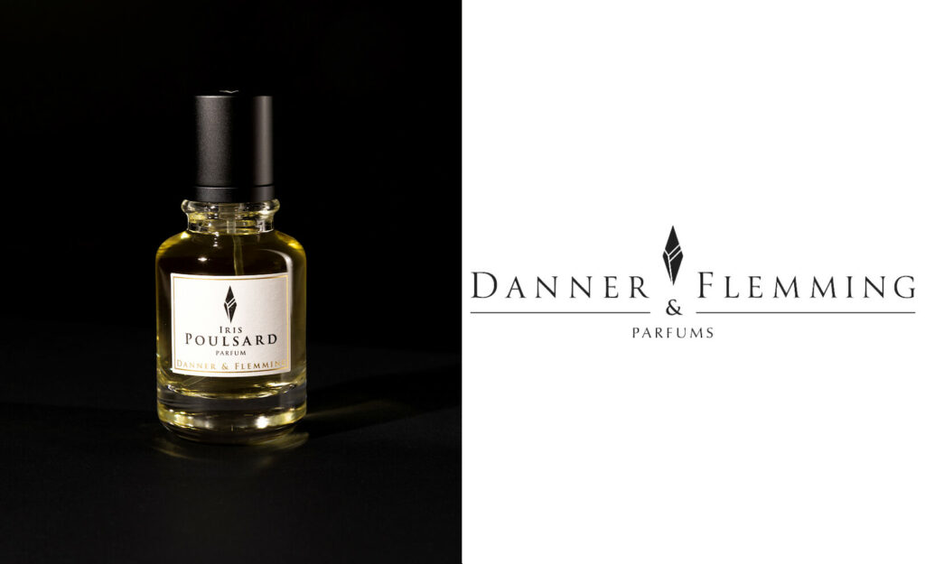Flacon du parfum Iris Poulsard de Danner & Flemming Parfums avec logo de la marque