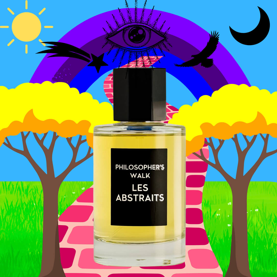 Flacon du parfum Philosopher's walk des Abstraits sur un fond artistique